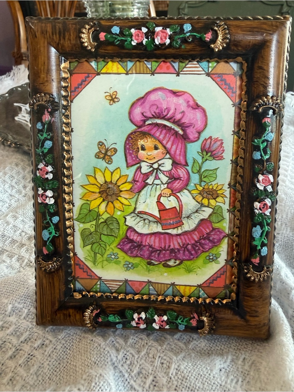 Vintage Holly Hobby Inspired Art Print in Decorative Frame